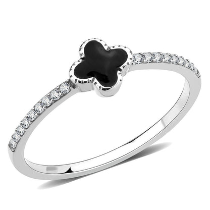 DA320 - No Plating Stainless Steel Ring with Epoxy in Jet