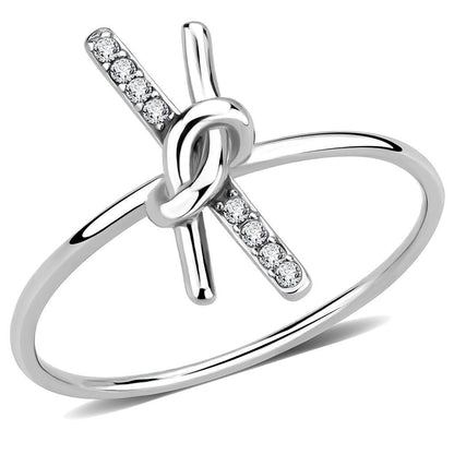 DA313 - No Plating Stainless Steel Ring with AAA Grade CZ in Clear