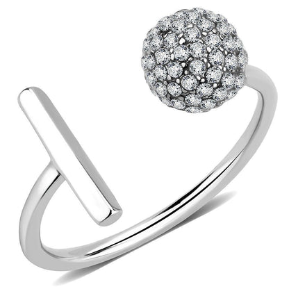 DA318 - No Plating Stainless Steel Ring with AAA Grade CZ in Clear