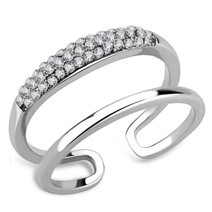 DA247 - High polished (no plating) Stainless Steel Ring with AAA Grade CZ in Clear