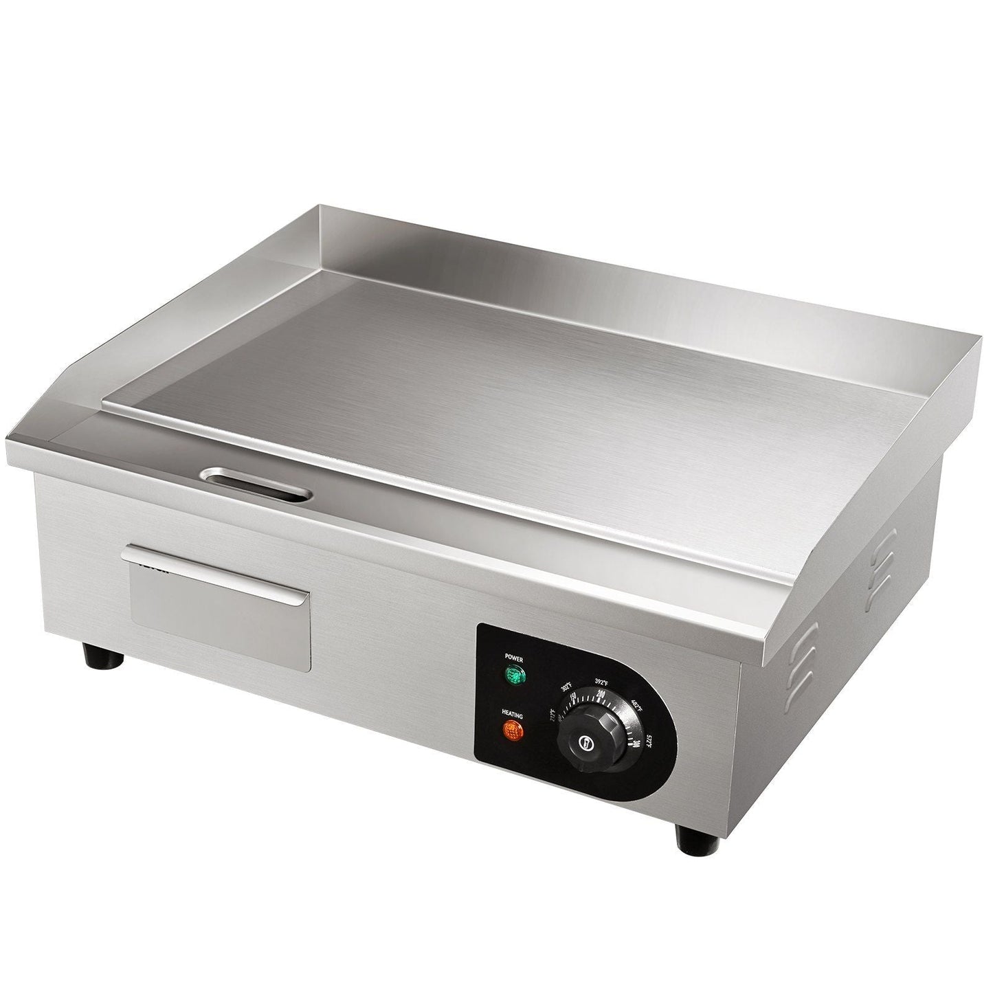 Commercial Electric Griddle, 21", 1600W Countertop Flat Top Grill, Stainless Steel Teppanyaki Grill, 122-572 degree Fahrenheit Adjustable Temp Control 2 Shovels & Brushes,