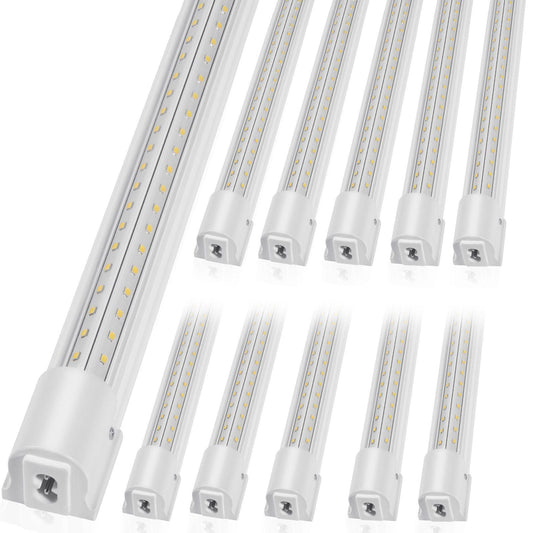 10 Pack LED Shop Light, 8 FT, 80W Linkable Shop Light Fixture, 10000 LM Ceiling Lights 59 in Power Cords with ON/OFF Switch 48 in Connector Cables, for Garage Warehouse Home Workkshop and Office
