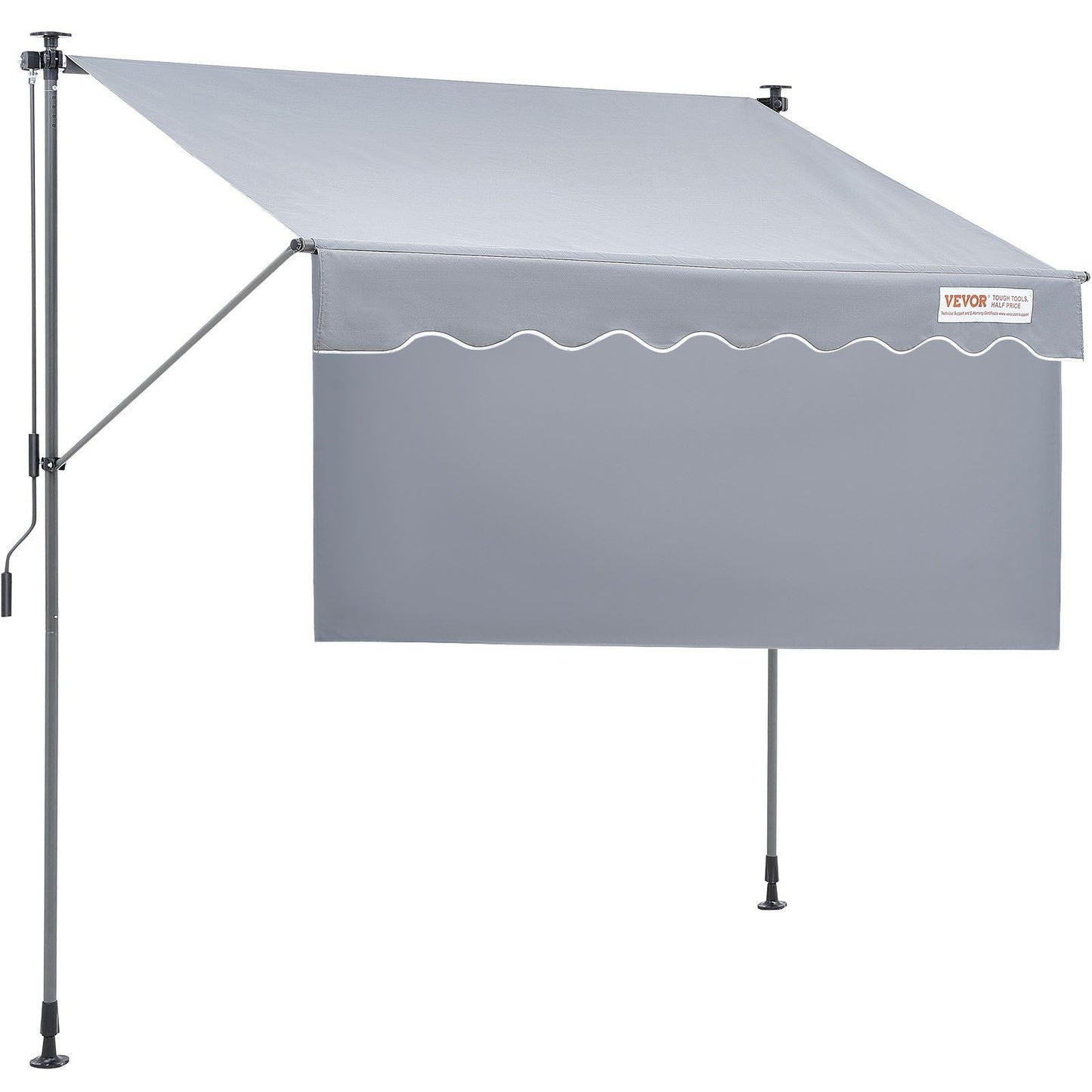 Manual Retractable Awning, 78" Outdoor Retractable Patio Awning Sunshade Shelter, Adjustable Patio Door Window Awning Canopy with 39" Sun Shade Curtain for Backyard, Garden, Balcony