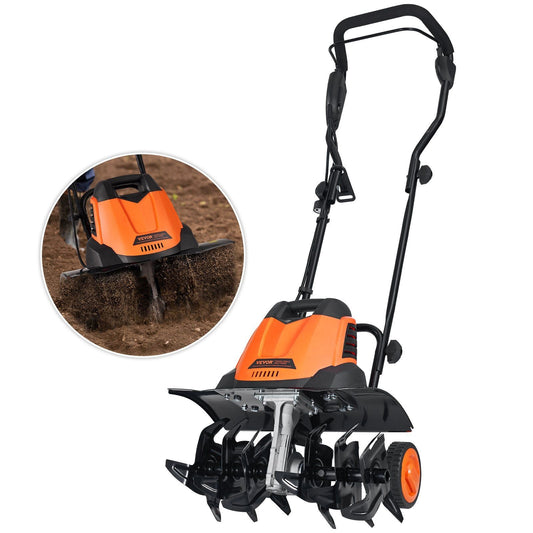 12 Amp Electric Tiller, 18" Tilling Width 3.94" Tilling Depth Corded Electric Tiller/Cultivator, Steel Mn Tines, Rototiller for Garden Lawn Soil Digging