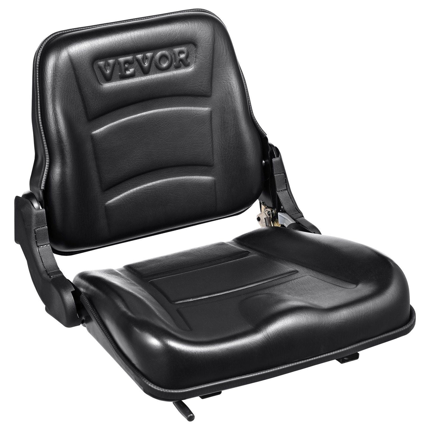 Universal Forklift Seat, Fold Down Tractor Seat with Adjustable Angle Back and Micro Switch, 6.3-13.4 inch Extended Slot Comfortable Forklift Seat for Tractor Loader Excavator