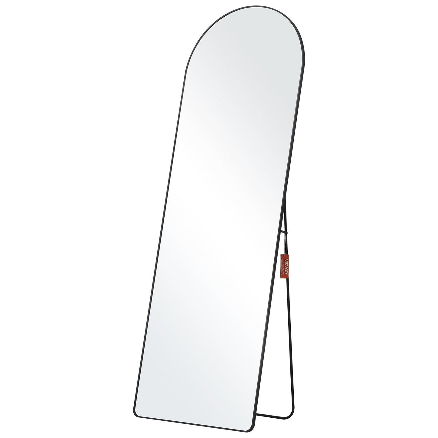 Arched Full Length Mirror, 65'' x 22'', Large Free Standing Leaning Hanging Wall Mounted Floor Mirror with Stand Aluminum Alloy Frame, Full Body Dressing Mirror for Living Room Bedroom, Black