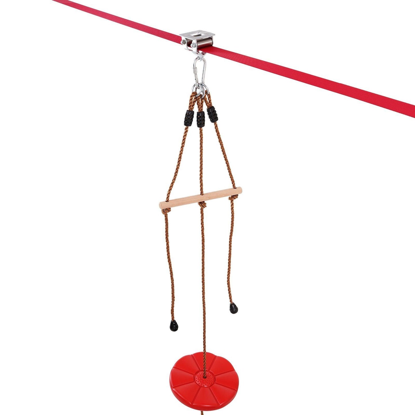 Zipline Kit for Kids and Adult, 65 ft Zip Line Kits Up to 500 lb, Backyard Outdoor Quick Setup Zipline, Playground Entertainment with Zipline, Nylon Safety Harness, Seat, and Handlebar