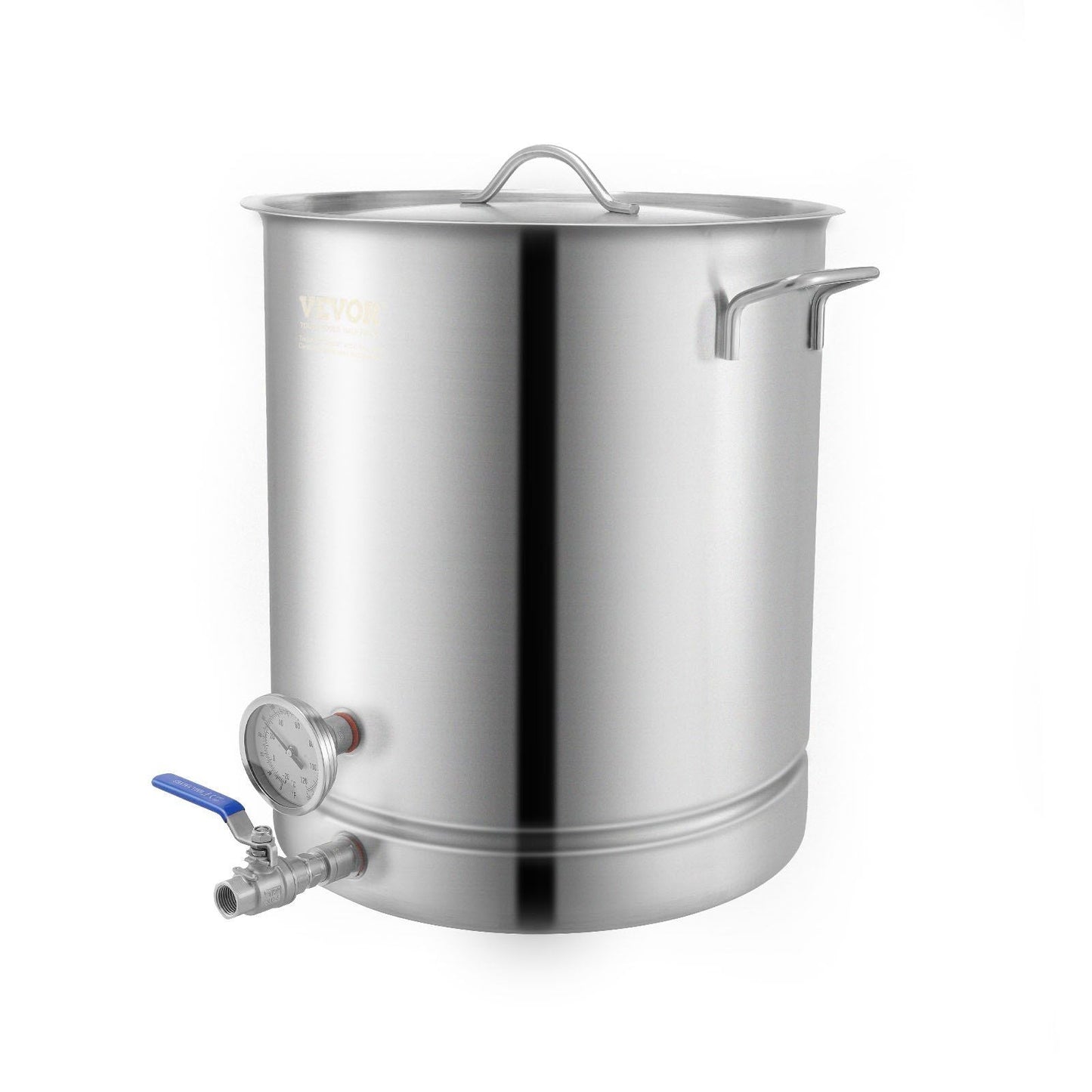 Stainless Steel Kettle, 16 GALLON Brewing Pot, Tri Ply Bottom for Beer, Brew Kettle Pot, Home Brewing Supplies Includes Lid, Handle, Thermometer, Ball Valve Spigot, Filter, Filter Tray