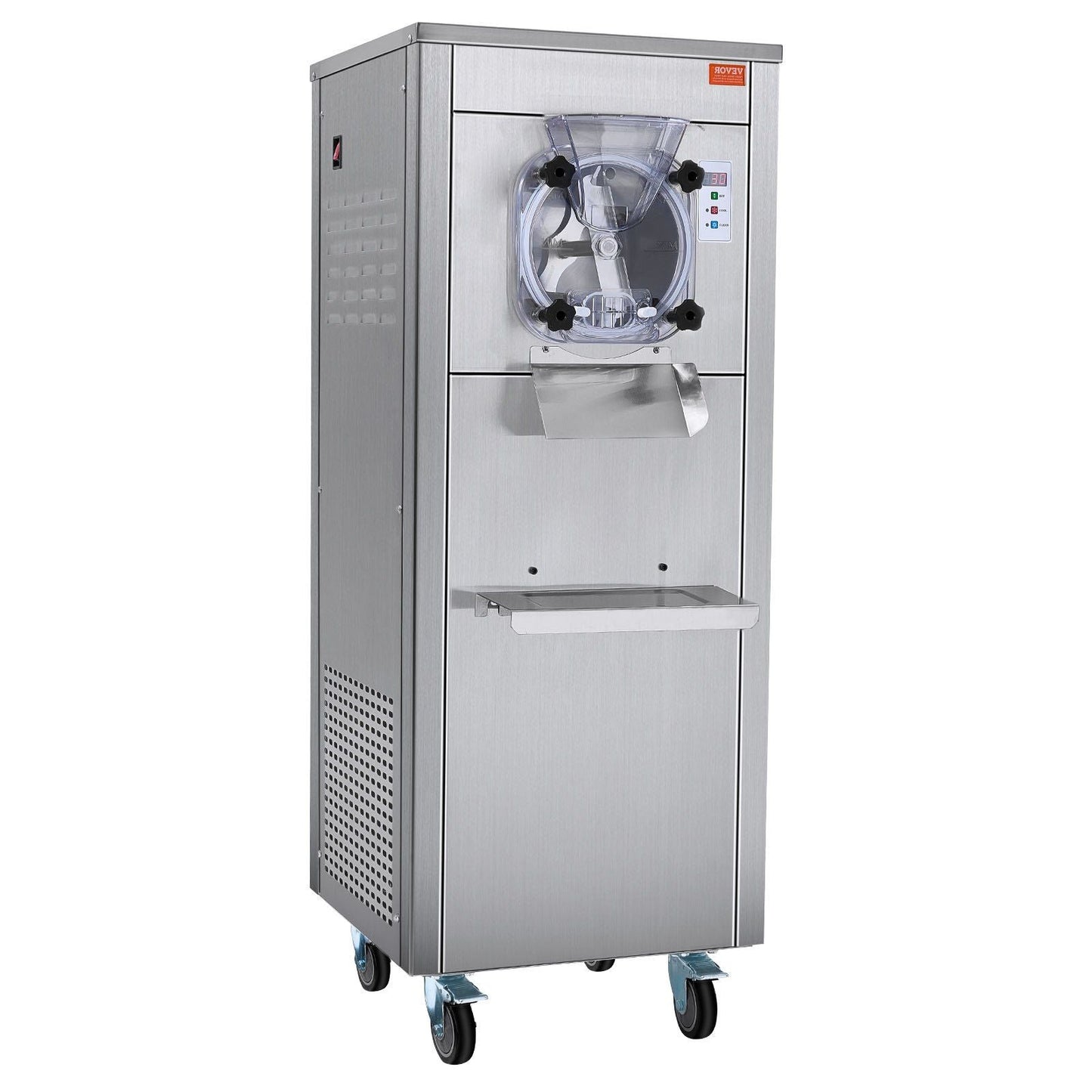 Commercial Ice Cream Machine, 18 L/H Yield, 1780W Single Flavor Hard Serve Ice Cream Maker with Wheels, 6L Stainless Steel Cylinder, LED Panel Auto Clean Pre-cooling, for Restaurant Snack Bars