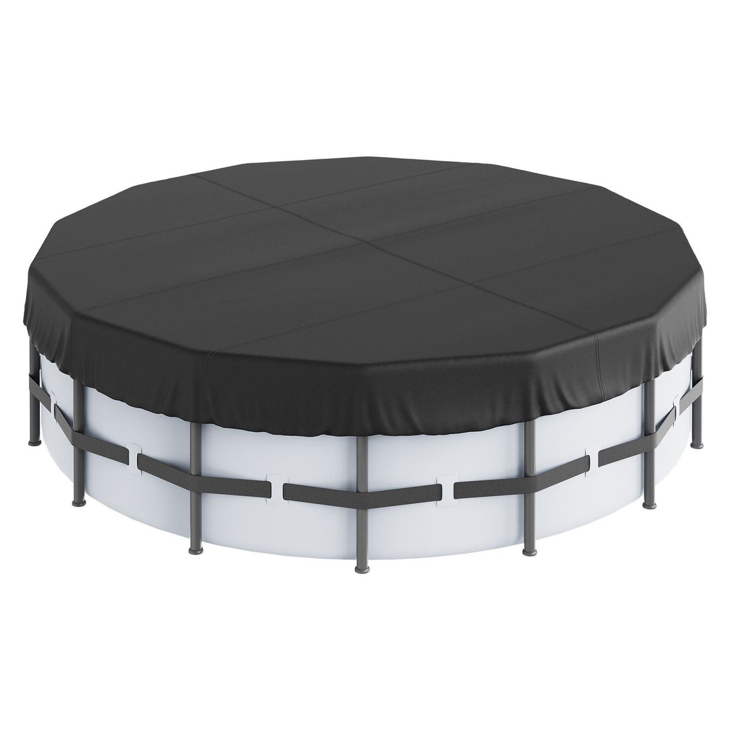 15 Ft Round Pool Cover, Solar Covers for Above Ground Pools, Safety Pool Cover with Drawstring Design, 420D Oxford Fabric Summer Pool Cover, Waterproof and Dustproof, Black