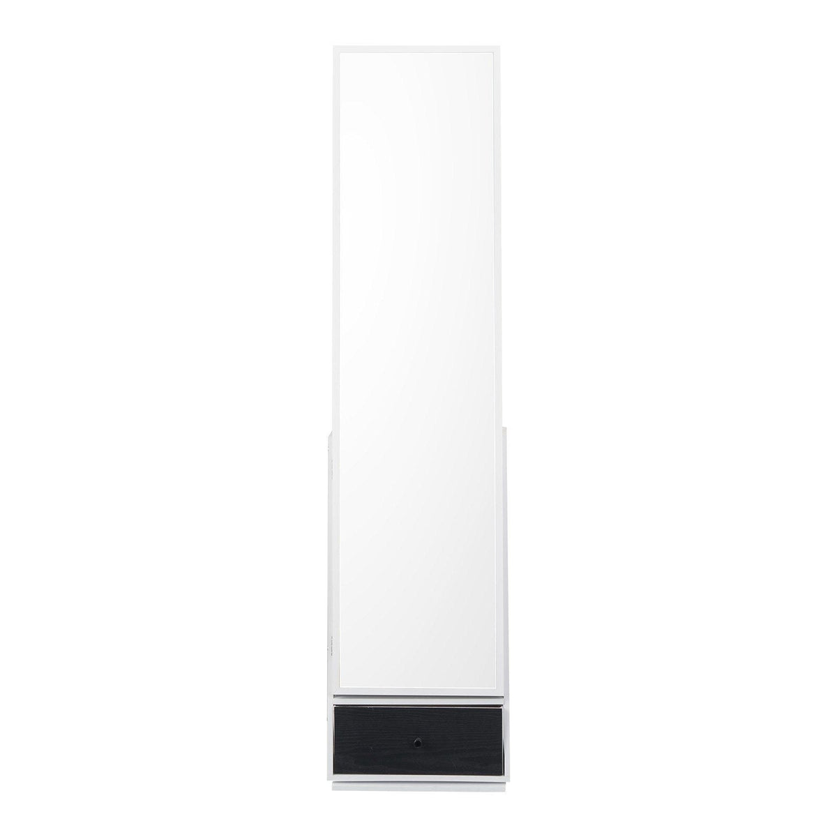 Mirror Jewelry Cabinet 360° Swivel Standing Mirror with Storage White