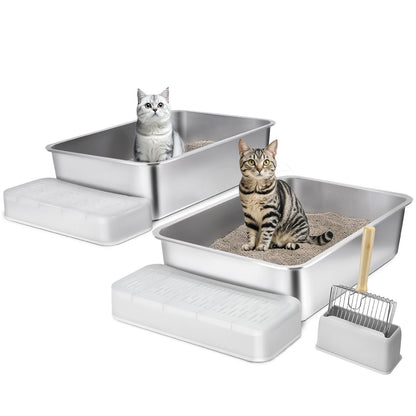 6 in Deep Cat Litter Box Odor-Free Litter Box with Filtering Foot Board