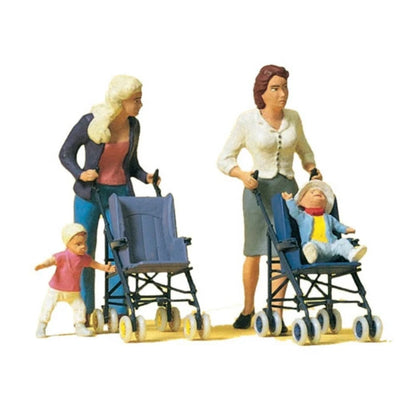 Preiser 45114 G Scale Pedestrians -- Women & Children w/Strollers (2 of Each)