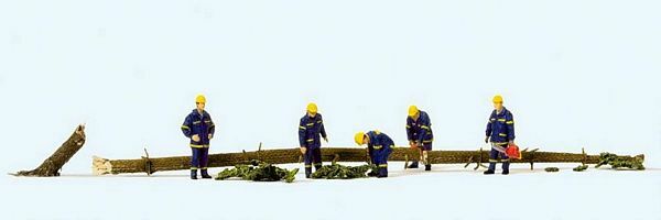 Preiser 10609 HO Scale Emergency THW Workers Clearing the Road 5 Men
