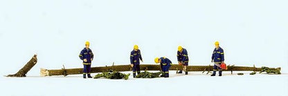Preiser 10609 HO Scale Emergency THW Workers Clearing the Road 5 Men