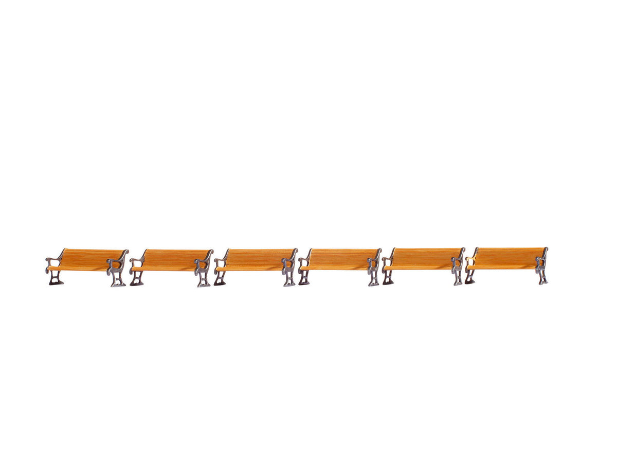 Noch 14849 HO Scale Wood & Wrought Iron Benches, 6 Pack