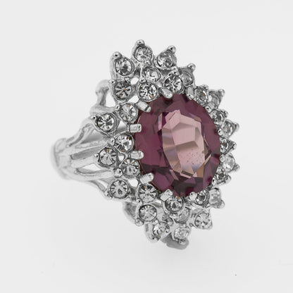 Vintage Women's Austrian Crystal Cocktail Ring 18k Gold Electroplated Birthstone Ring for Women by PVD Vintage Jewelry