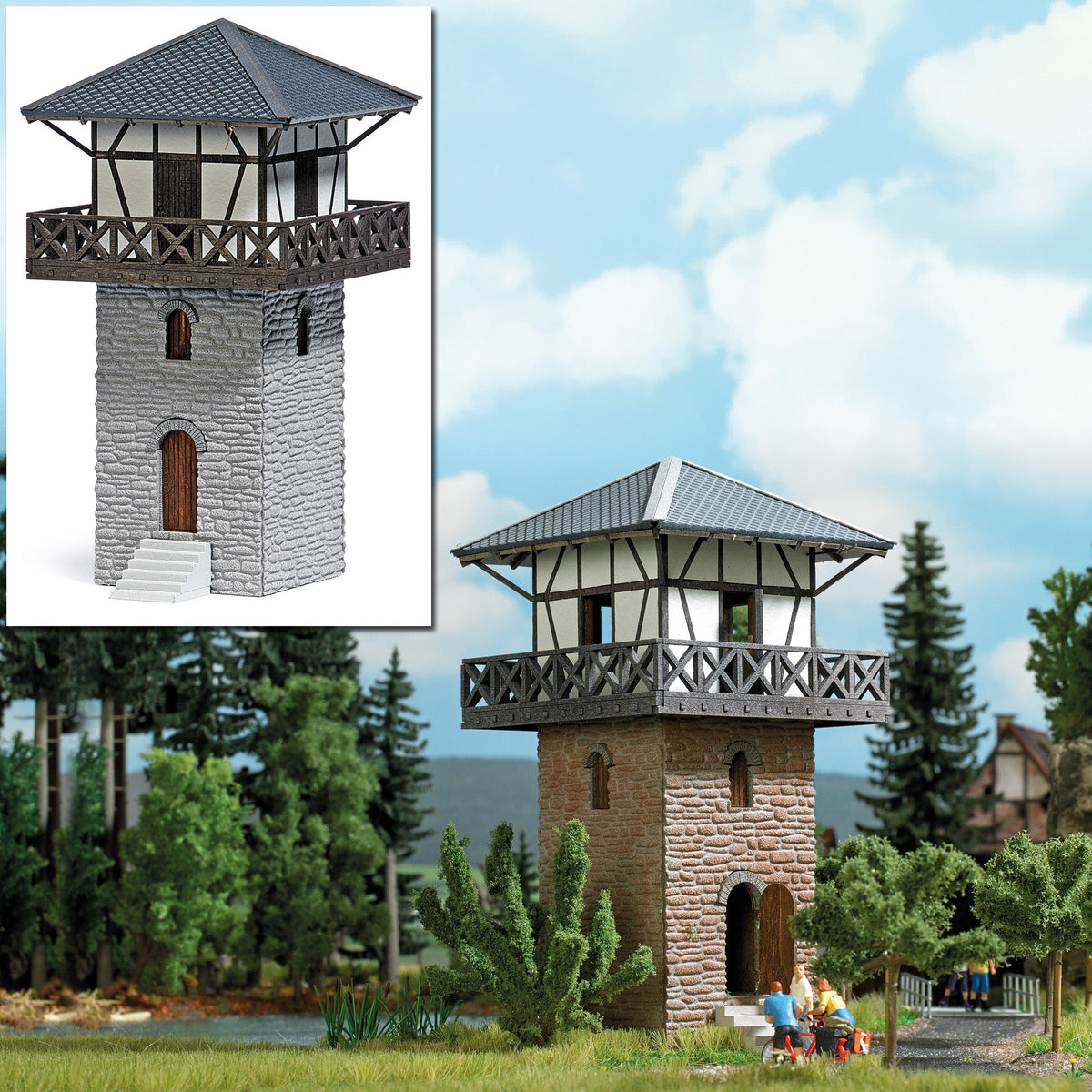 Busch 1639 HO Scale Roman Limes Watchtower Laser-Cut Kit