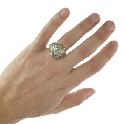Vintage Men's Ring Clear Austrian Crystals 18k White or Yellow Gold Electroplated Made in USA by PVD Vintage Jewelry