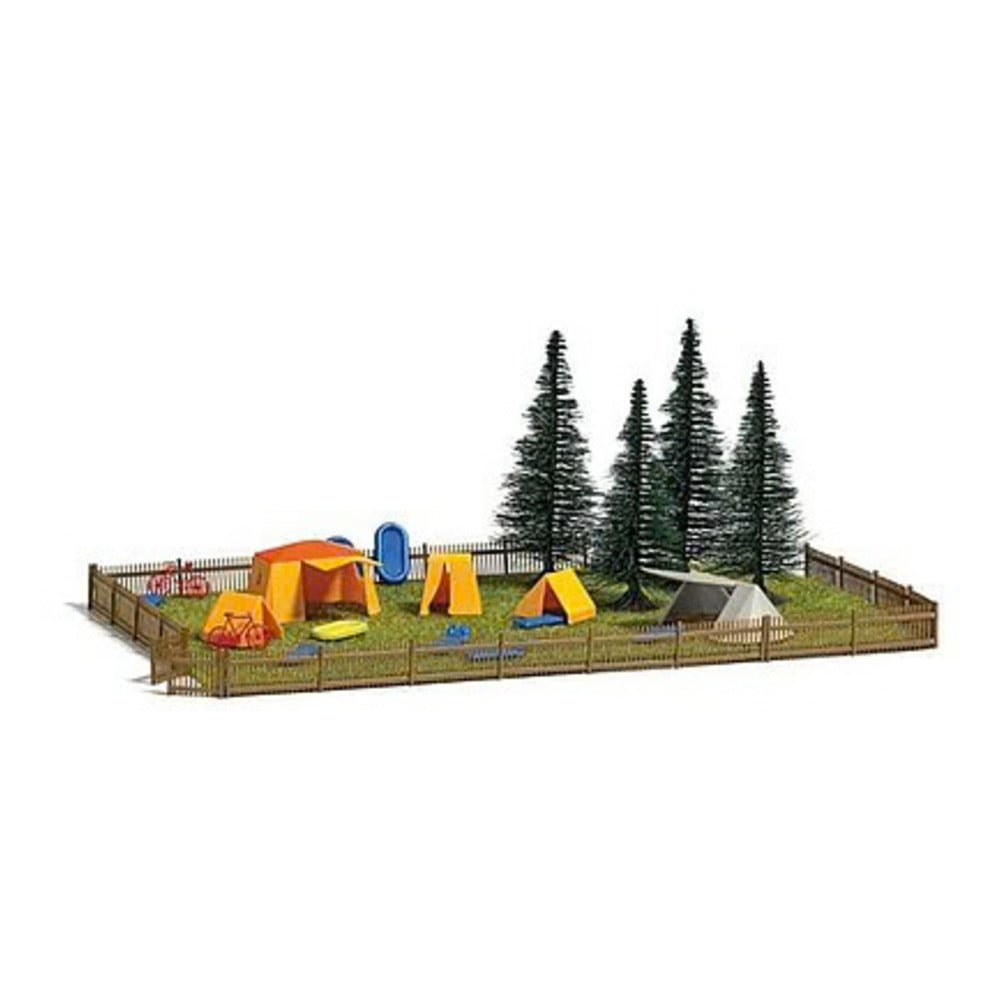 Busch 9776 HO Scale Campground with Tents and Accessories -- 9-1/16 x 5-7/8" 23 x 15cm