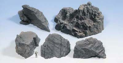Noch 58451 HO Scale Molded Foam Rock Pieces -- Granite pkg(5)