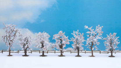 Noch 25075 HO/TT/N/Z Scale Snow-Covered Deciduous Trees, 7-Pack
