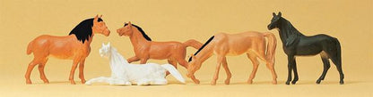 Preiser 14150 HO Scale Animals Horses pkg(5)