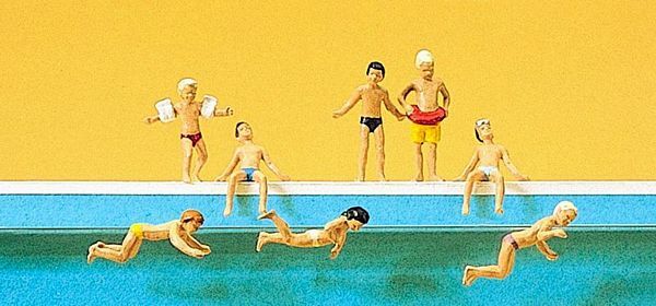 Preiser 10307 HO Scale Recreation & Sports Children at the Pool pkg(8)