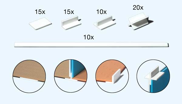 Preiser 19540 HO Scale Mounting Angles and Spacers for Flooring and