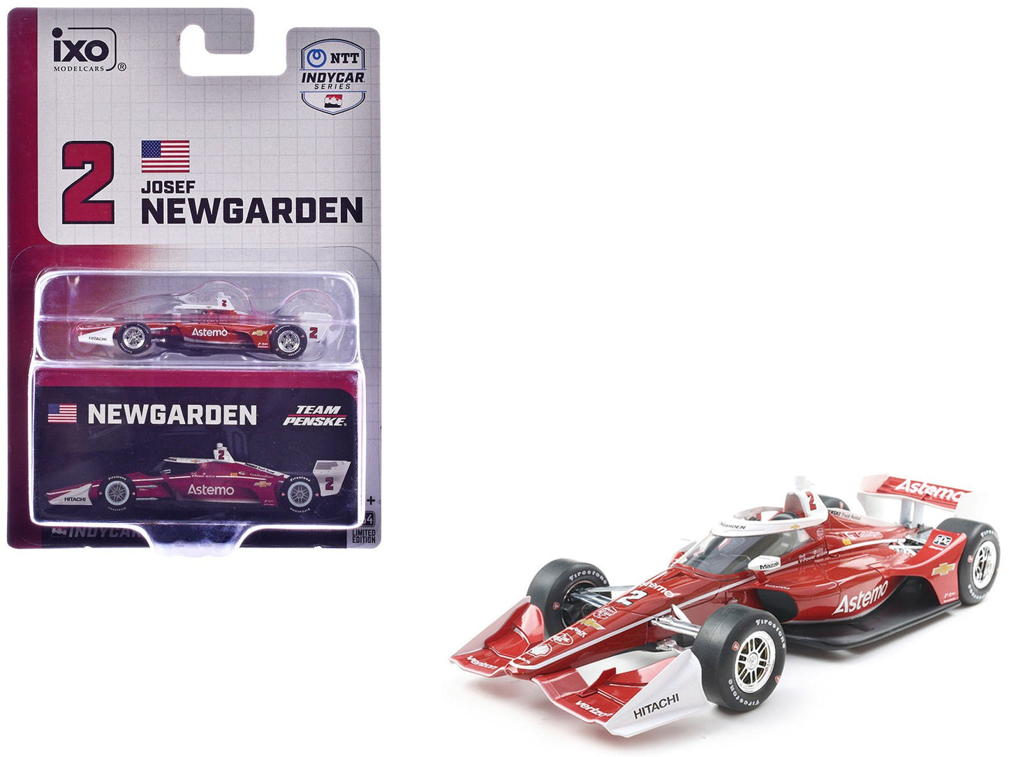 Dallara IndyCar #2 Josef Newgarden "Astemo" Team Penske (Road Course Configuration) "NTT IndyCar Series" (2025) 1/64 Diecast Model Car by IXO Models  free shipping USA
