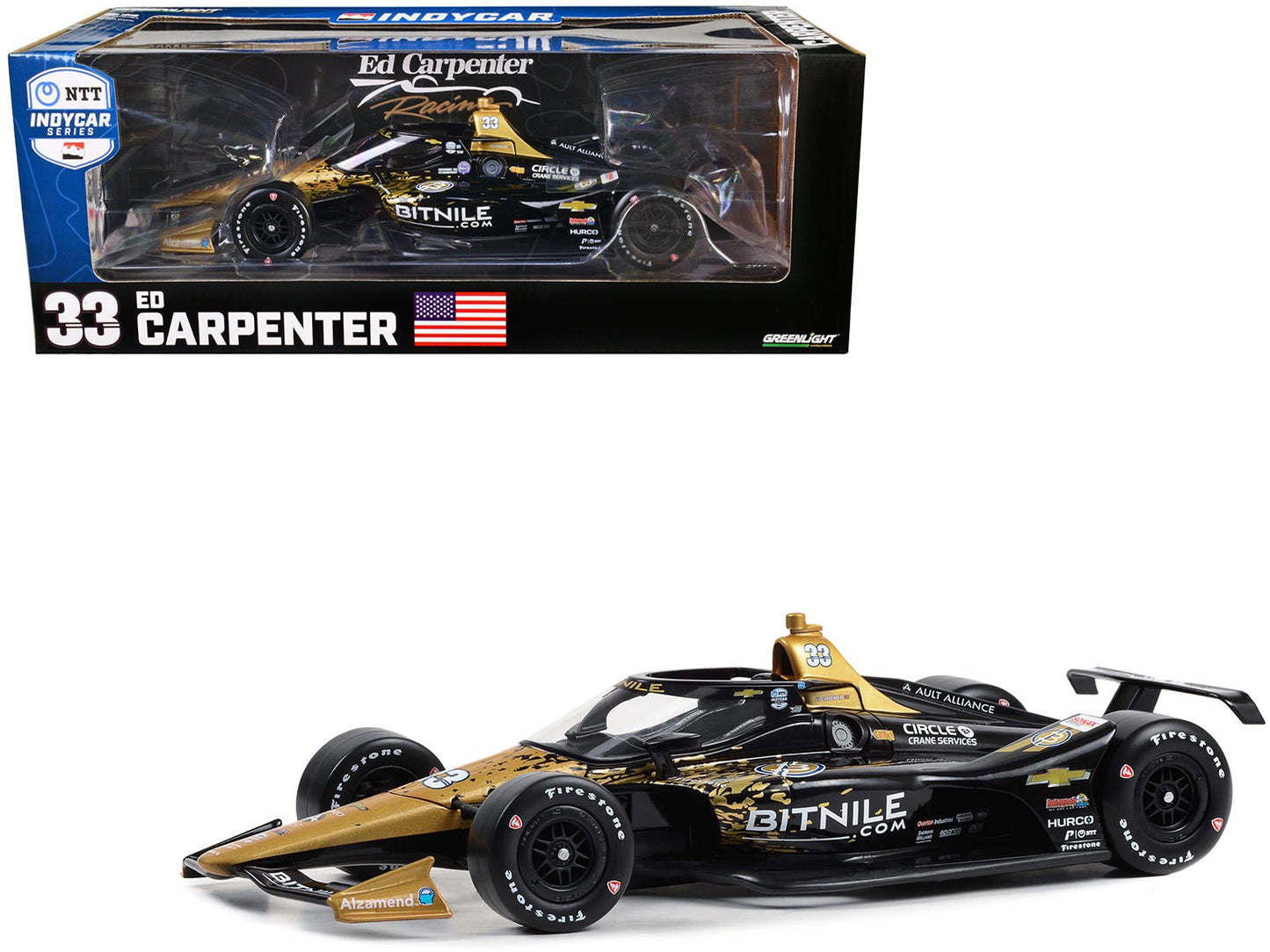 Dallara IndyCar #33 Ed Carpenter "Bitnile" Ed Carpenter Racing "NTT IndyCar Series" (2023) 1/18 Diecast Model Car by Greenlight  free shipping USA