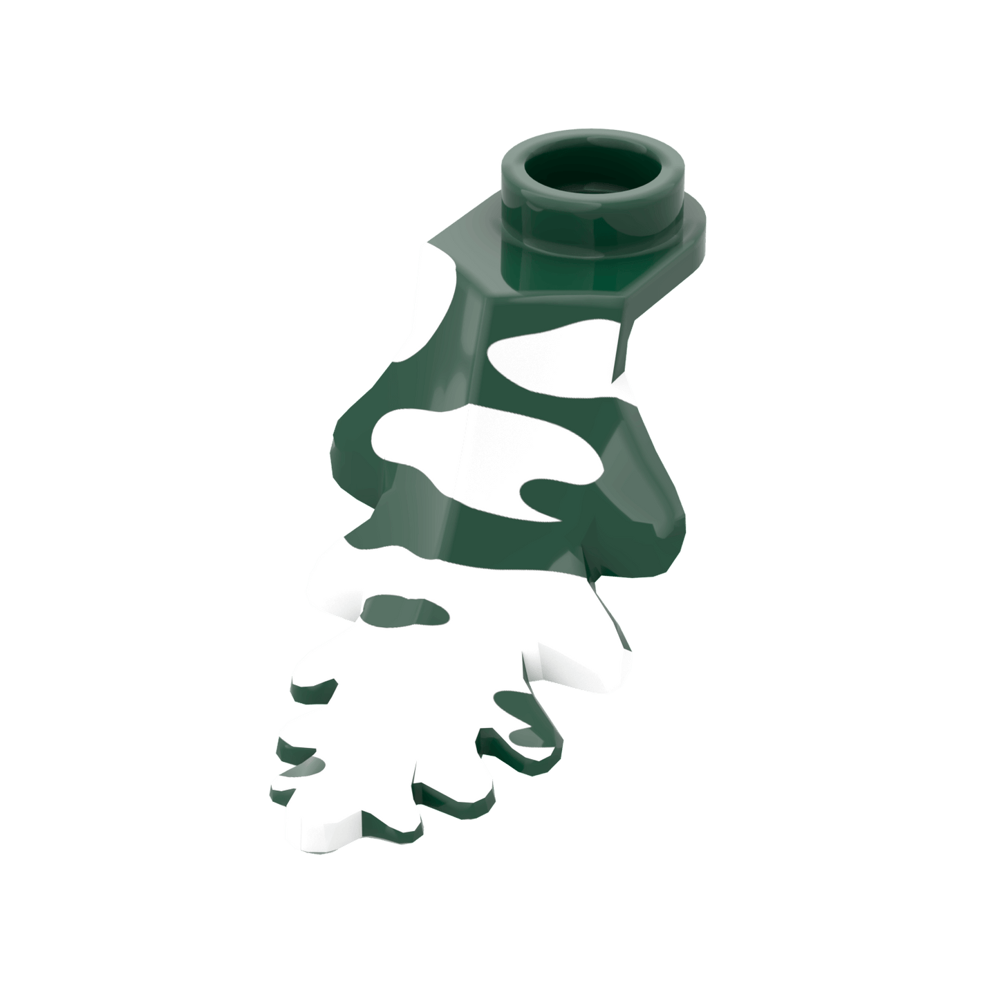 Dark Green Plant Leaf - Flocked Snow - Winter - Custom Printed - Made Using a LEGO® Part