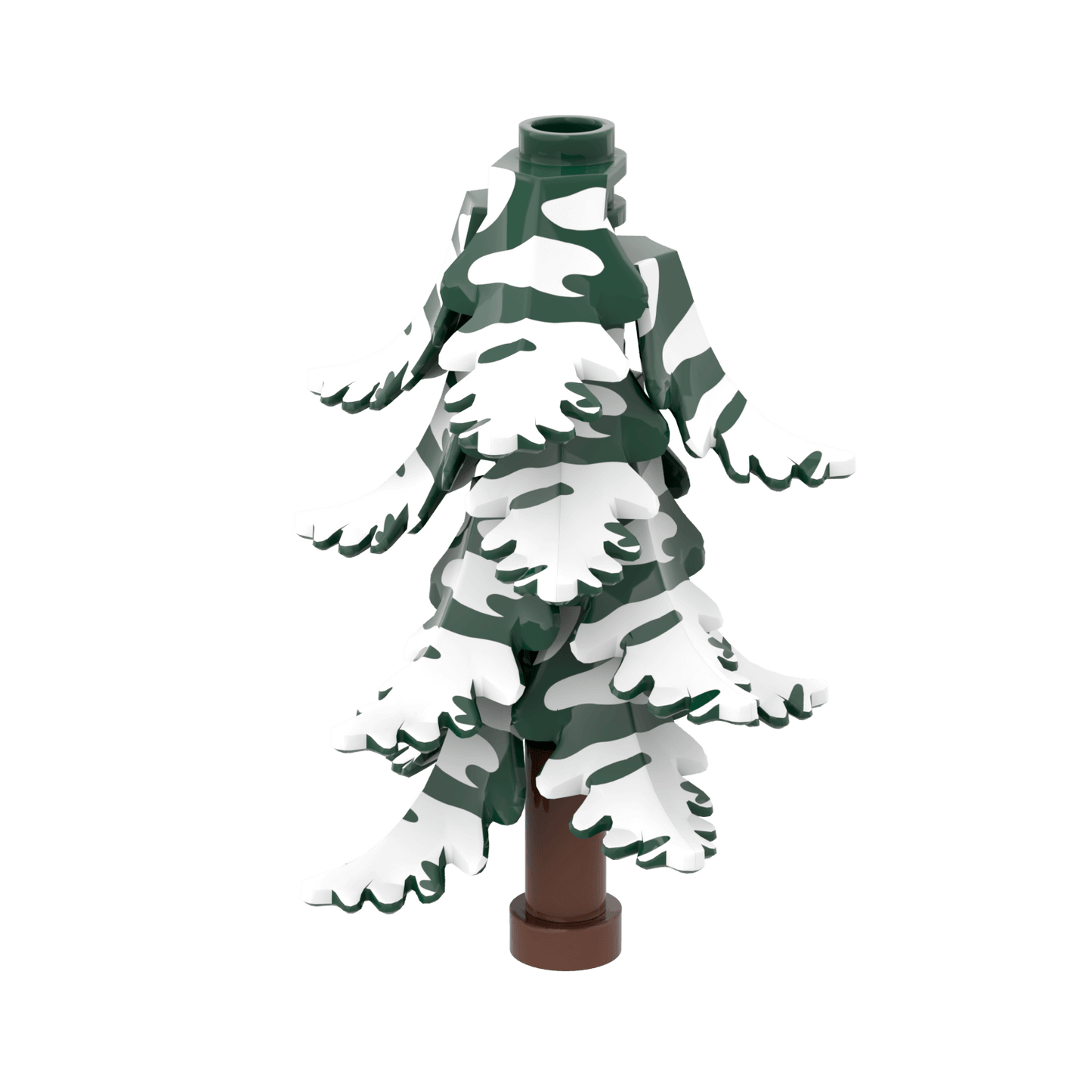 Dark Green Plant Leaf - Flocked Snow - Winter - Custom Printed - Made Using a LEGO® Part
