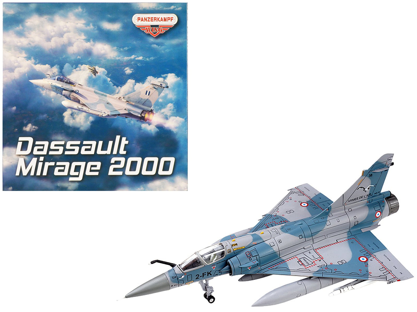 Dassault Mirage 2000-5F Fighter Aircraft "2-FK Cigognes" French Air Force "Wing" Series 1/72 Diecast Model by Panzerkampf  free shipping USA