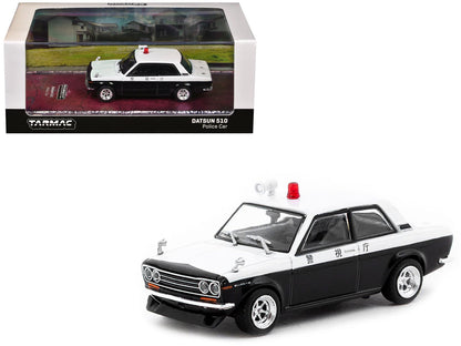 Datsun 510 "Japanese Police" Black and White "Road64" Series 1/64 Diecast Model Car by Tarmac Works  free shipping USA