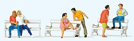 Preiser 10739 HO Scale On the Park Bench pkg(6)