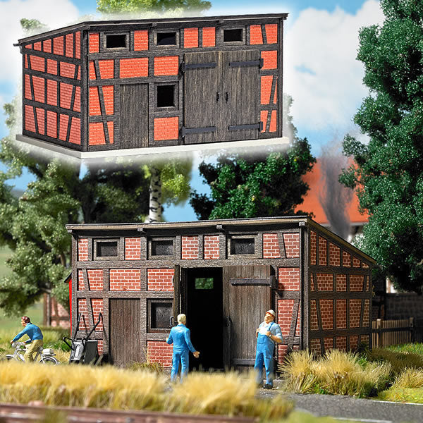 Busch 8209 N Scale Half-Timbered Backyard Shed Wood Kit