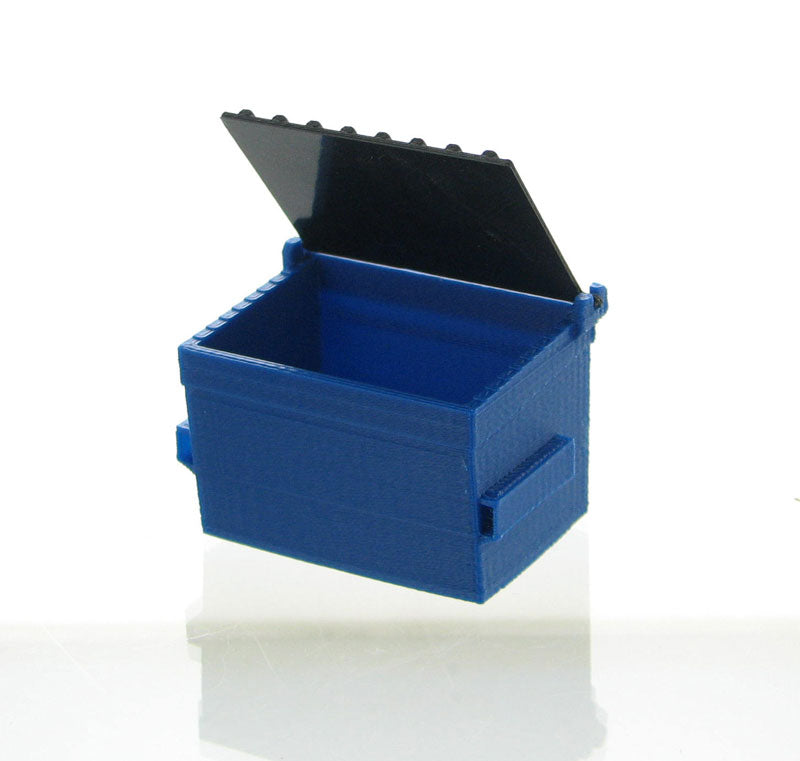 3D To Scale 50-230-BL 1/50 Trash Dumpster, Blue with Black Lid