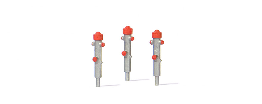 Preiser 17715 HO Scale Fire Hydrants Silver pkg(3)