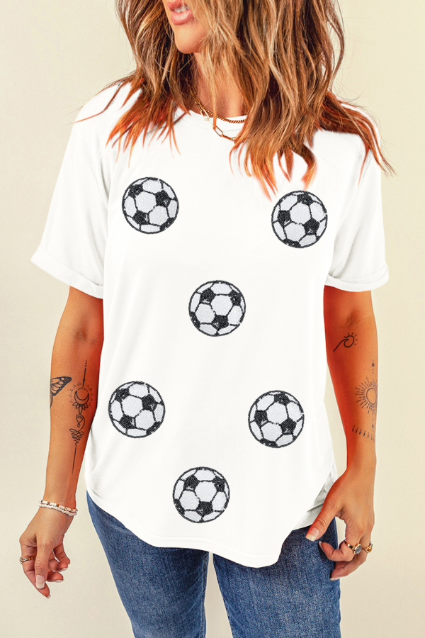 Football Round Neck Short Sleeve T Shirt
