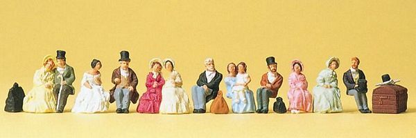 Preiser 12045 HO Scale 1847 Vintage Passengers pkg(13)