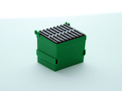 3D To Scale 64-230-GR 1/64 Trash Dumpster, Green with Black Lid