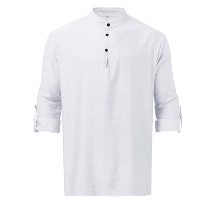 Men's Full Size Half Button Long Sleeve Shirt Plus Size