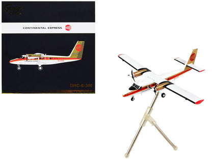 De Havilland DHC-6-300 Commercial Aircraft "Continental Express" White with Red Stripes and Gold Tail "Gemini 200" Series 1/200 Diecast Model Airplane by GeminiJets  free shipping USA