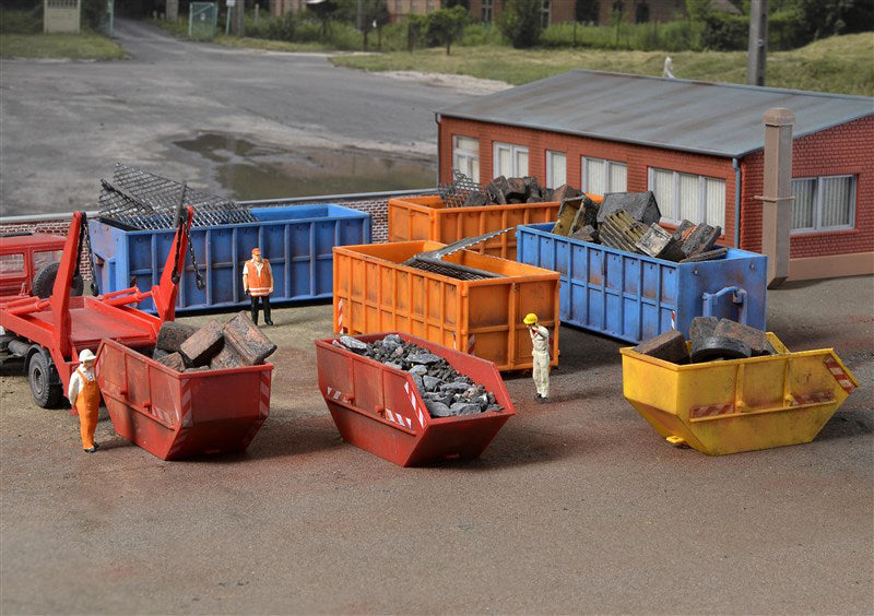 Kibri 38648 1/87 Roll Off Containers Model Kit, 8 Pieces