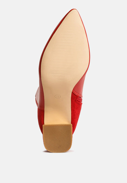 desire suede back panel high ankle boots by London Rag