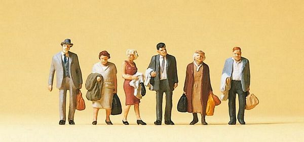 Preiser 10403 HO Scale Passengers Standing Travelers w/Luggage Set #1
