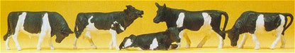 Preiser 14155 HO Scale Animals Cows - Colors may vary, black/white