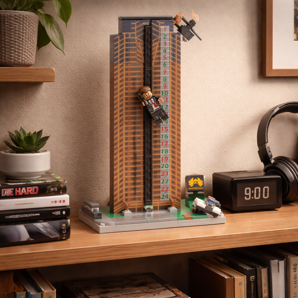 Die Hard Advent Calendar - It's Not Christmas Until Hans Gruber Falls - Nakatomi Plaza - Custom Printed Building Set Made Using LEGO® Parts