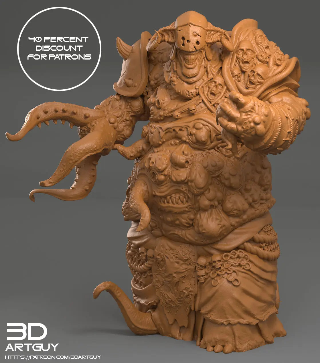 Diseased Horror by 3DArtGuy 32mm scale, 120mm, Miniature War Gaming Figure, Unclean Proxy